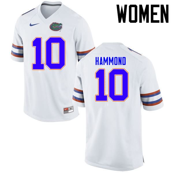 NCAA Florida Gators Josh Hammond Women's #10 Nike White Stitched Authentic College Football Jersey SQD1264NW
